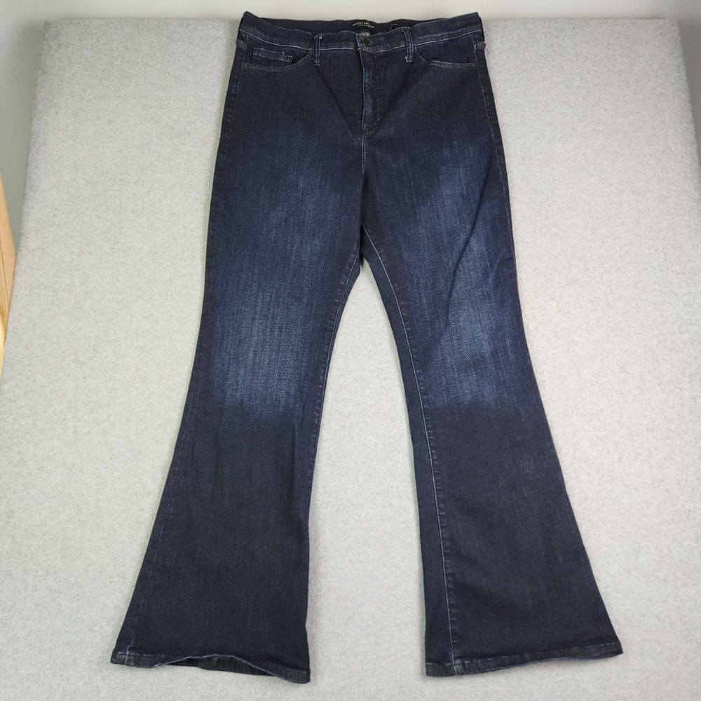 Banana Republic Flare Jeans Womens 33 Blue Denim High Rise Dark Wash Stretch